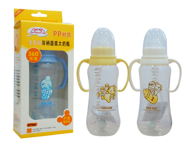 嬰健PP9安自動雙柄大圓弧奶瓶