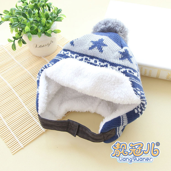 靚冠兒嬰幼兒加絨保暖護耳帽子