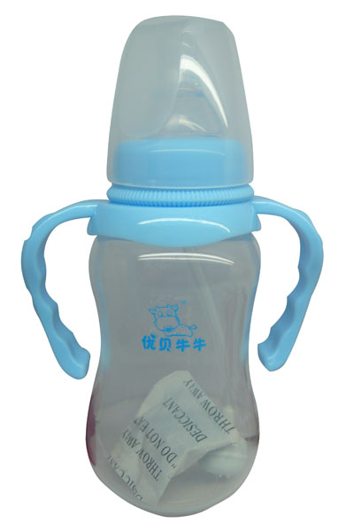 優(yōu)貝牛牛藍(lán)色標(biāo)口雙柄PP奶瓶150ml