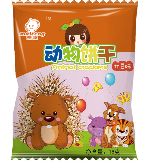 麥聰動物餅干紅豆味袋裝180g