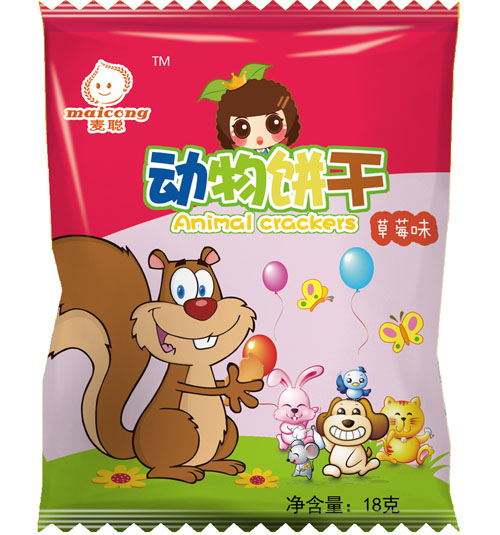 麥聰動物餅干草莓味袋裝