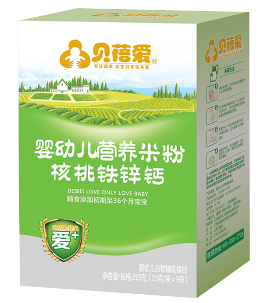 貝蓓愛經(jīng)典愛+米粉核桃鐵鋅鈣嬰幼兒營養(yǎng)米粉