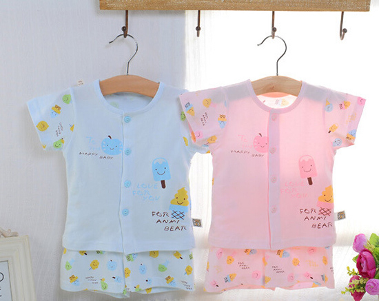 安米小熊純色單面圓開短袖套裝A1919n