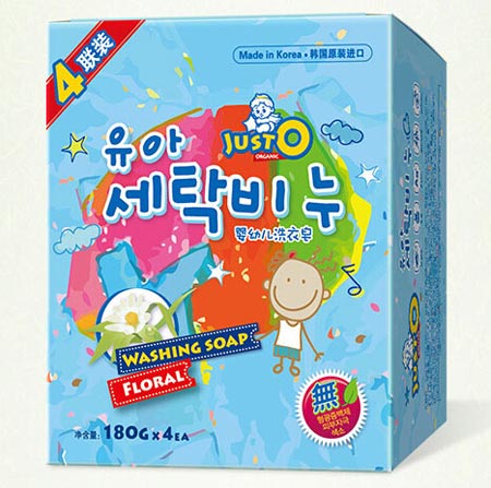 JUST-O-嬰幼兒洗衣皂(花香)4聯包