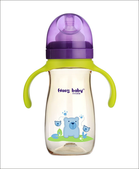 好氏嬰童小熊印花紫色雙柄奶瓶(大)
