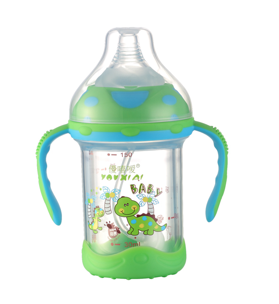 優(yōu)嘻噯炫彩防爆寬口玻璃奶瓶150ML藍色