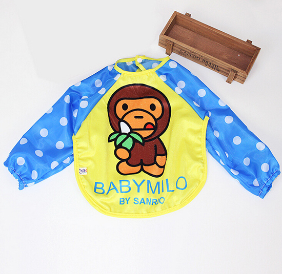 寶寶罩衣食飯衣畫畫衣圍兜黃