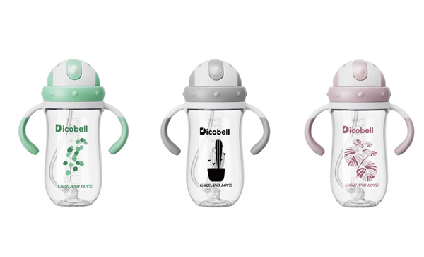 迪可貝兒380ML晶透握把翻蓋杯