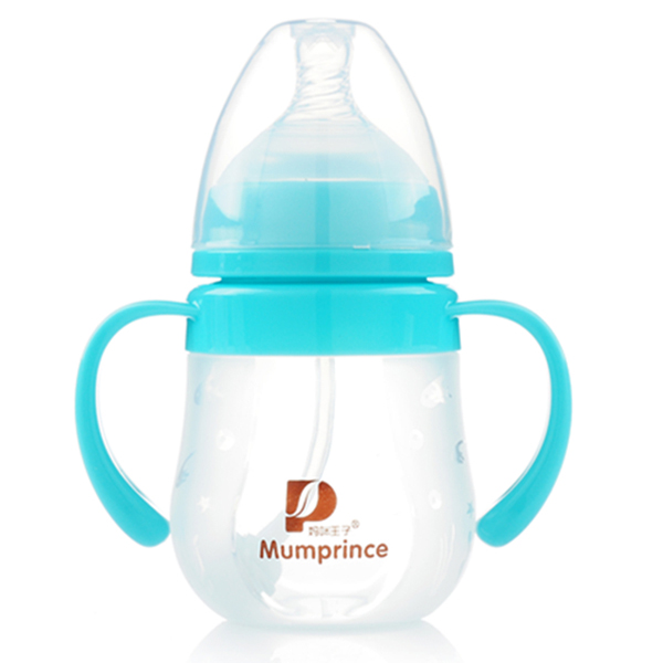 媽咪王子硅膠寬口自動吸140ml奶瓶 藍色