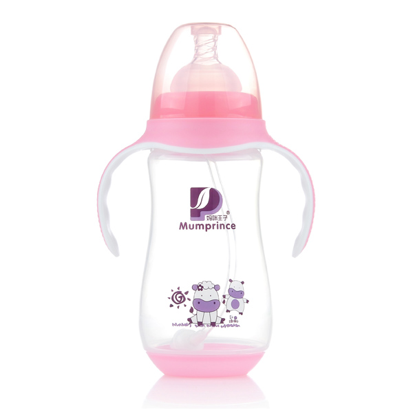 媽咪王子PP寬口自動(dòng)吸350ml雙色奶瓶 粉色