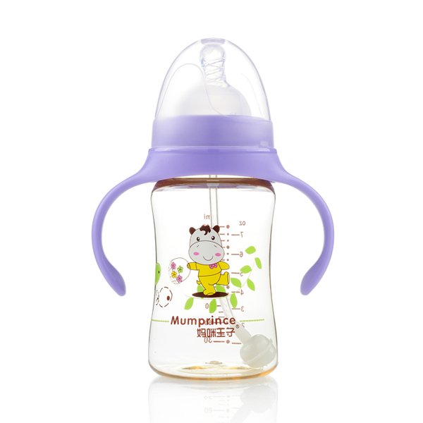 媽咪王子PPSU寬口自動吸210ml奶瓶 紫色