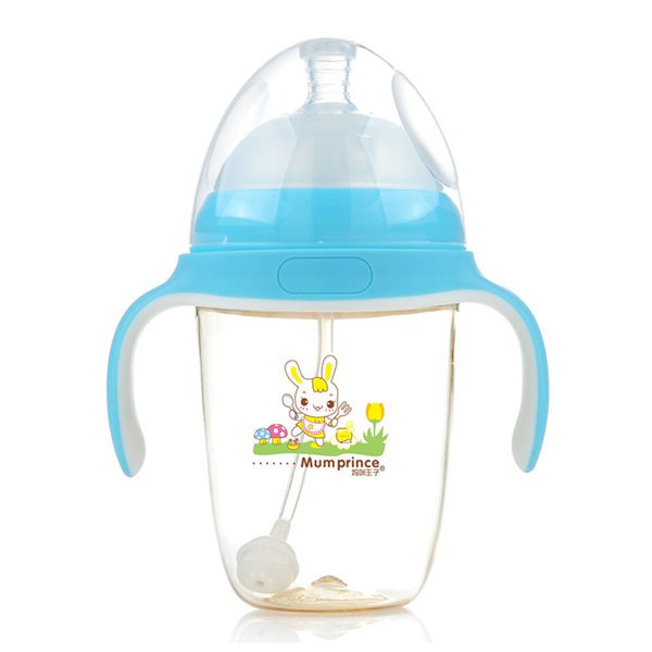 媽咪王子PPSU寬口自動吸300ml奶瓶藍色