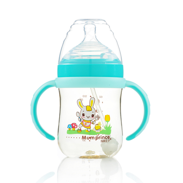 媽咪王子中口徑PPSU自動吸180ml奶瓶 綠色