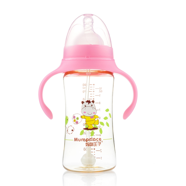 媽咪王子PPSU寬口自動吸300ml奶瓶 粉色
