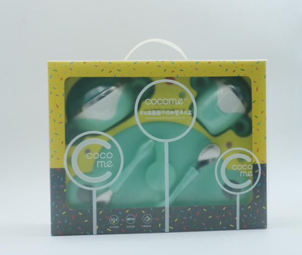 可可萌親子餐具 橙色圈圈不銹鋼碗  綠色