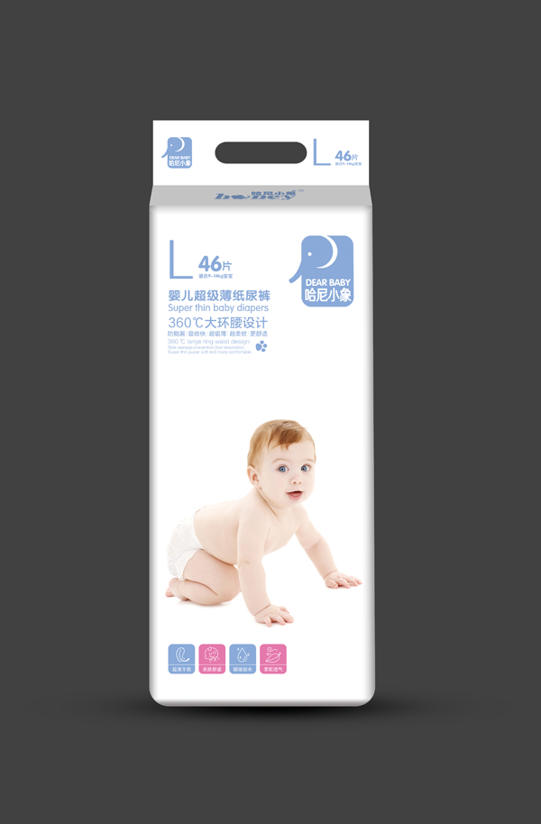 哈尼小象嬰兒超級薄紙尿褲 L46片