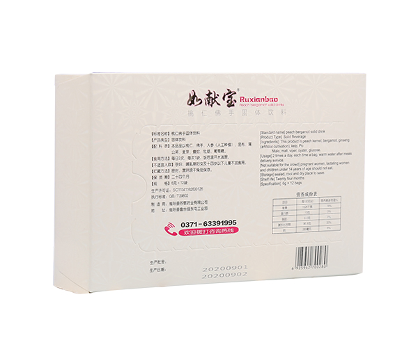 蘇敬如獻(xiàn)寶桃仁佛手固體飲料 背面