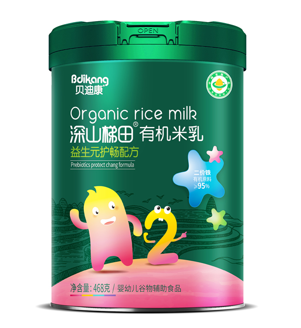 貝迪康深山梯田有機(jī)米乳 益生元護(hù)暢配方 聽裝