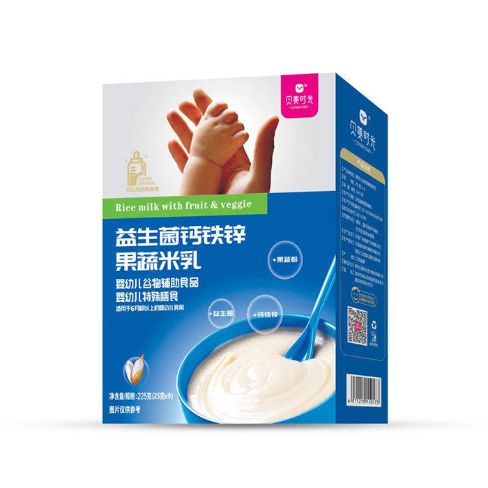 貝美時光益生菌鈣鐵鋅果蔬米乳盒裝