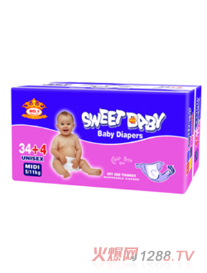 貝貝屋嬰兒紙尿褲MID34+4PCS