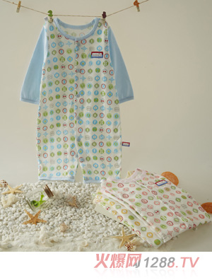 金色小魚(yú)純棉素色單面數(shù)字哈衣