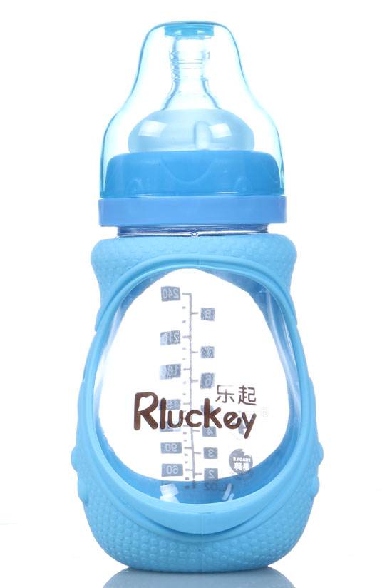 樂(lè)起240ml防摔玻璃奶瓶藍(lán)不帶柄