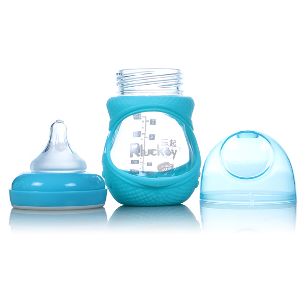 樂(lè)起防摔玻璃奶瓶藍(lán)色