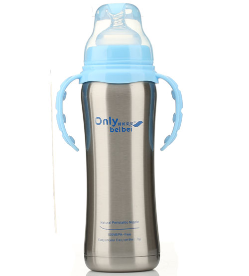 唯昵貝貝寬口保溫奶瓶300ml藍色