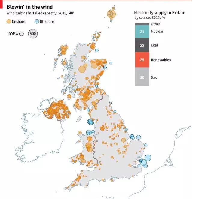 英國風(fēng)電地圖：近7000臺風(fēng)機、總裝機容量14吉瓦