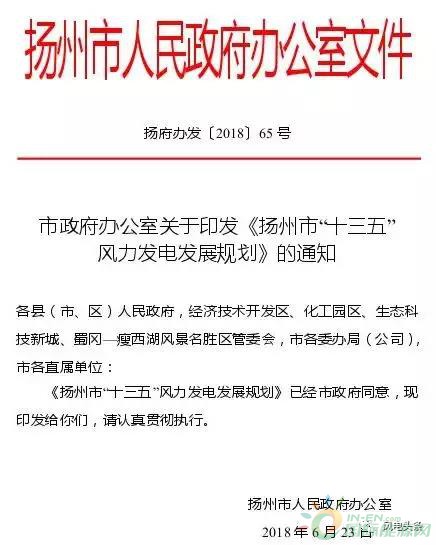 2.1GW！揚(yáng)州市“十三五”風(fēng)力發(fā)電發(fā)展規(guī)劃正式頒布：鼓勵(lì)投資建設(shè)和經(jīng)營(yíng)分散式風(fēng)電項(xiàng)目！